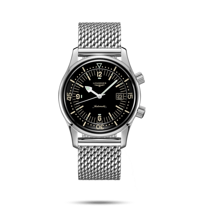 Longines Legend Diver Watch Black Dial Stainless Steel 42mm Automatic