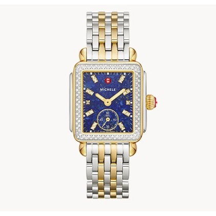 Michele Deco Mid Two-Tone Lapis Diamond Dial Quartz