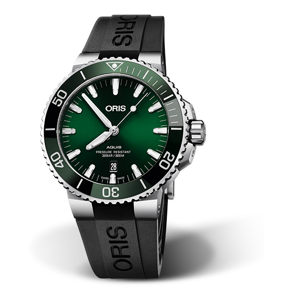 Oris Aquis Date Green Dial Black Rubber 43.5mm Automatic